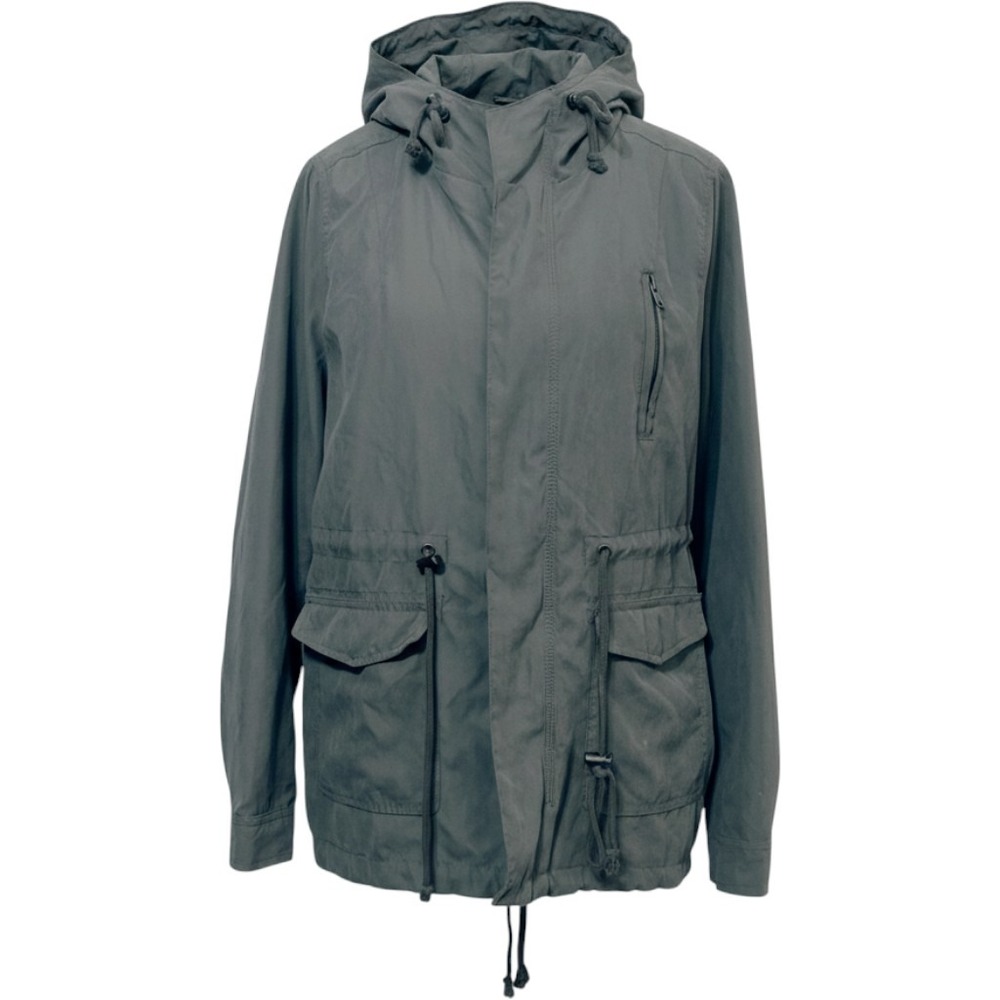Active USA Women Large Anorak Jacket Olive Green Utility Hooded Coat Gorpcore